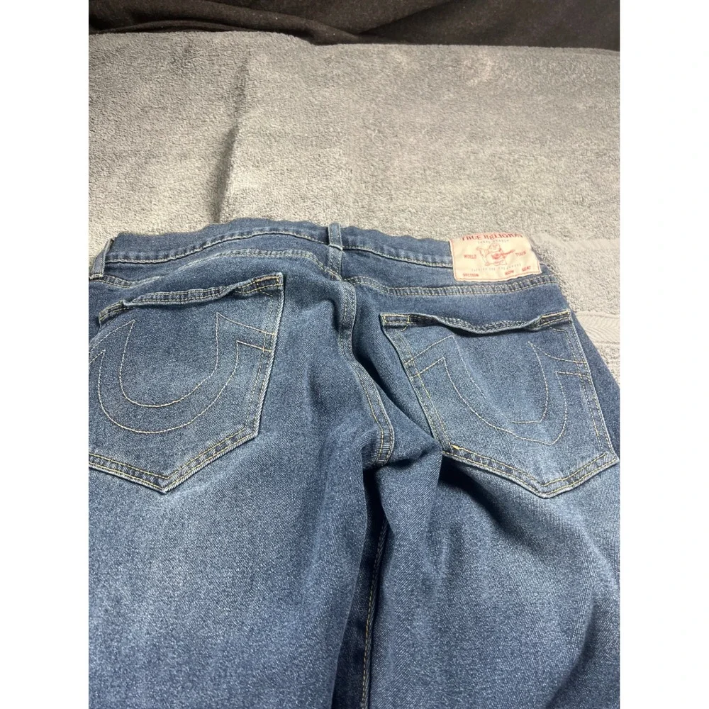 True Religion Ricky Relaxed Straight‎ Jeans Dark Wash Mens Size 34x34